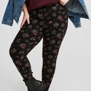 Floral Deep Black Full-Length Legging